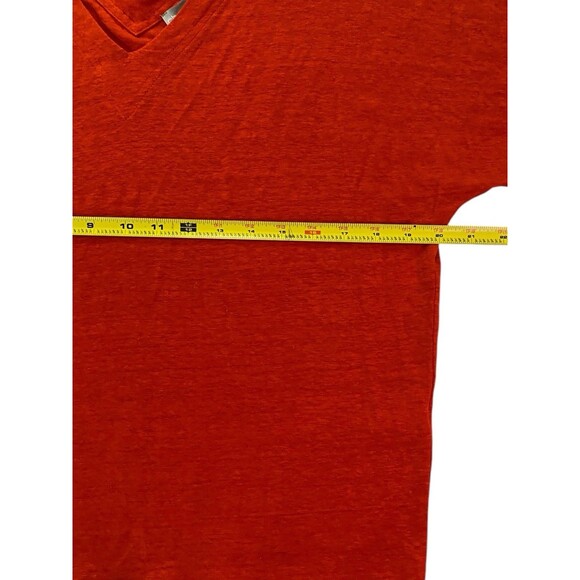 CHICOS 100% Linen Tee Shirt V Neck Short Sleeve Top Orange Size 2 Large T Shirt - Picture 9 of 10